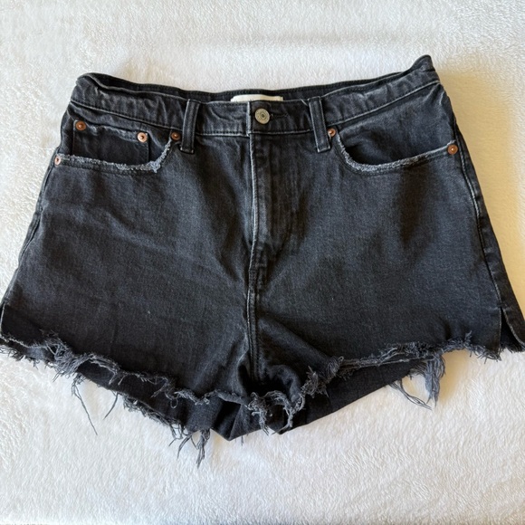 Abercrombie & Fitch Curve Love High‎ Rise Mom Shorts Black Denim Size 30 - Picture 1 of 6